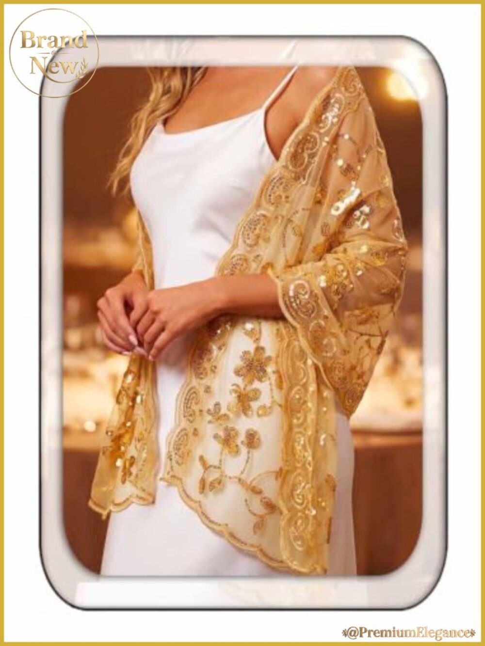 Sequin Sheer Shawl Wrap Evening Wedding Scarf for Women